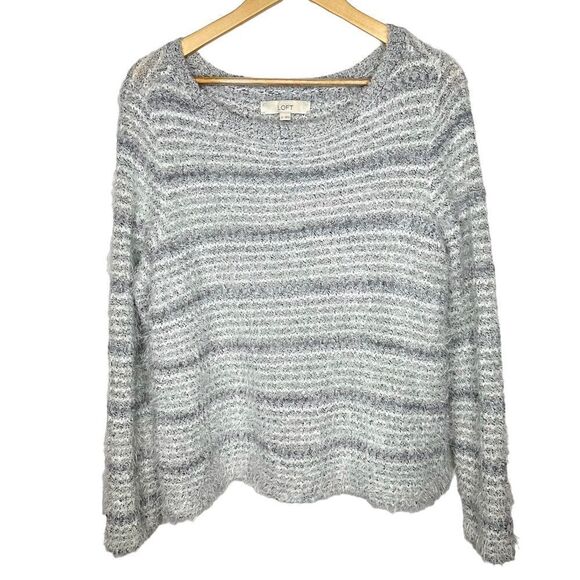 LOFT Sweaters - Loft Gray White Wool Fuzzy Sweater XL #D0958
